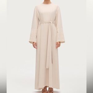 Chic Beige Maxi Dress with Tie Waist